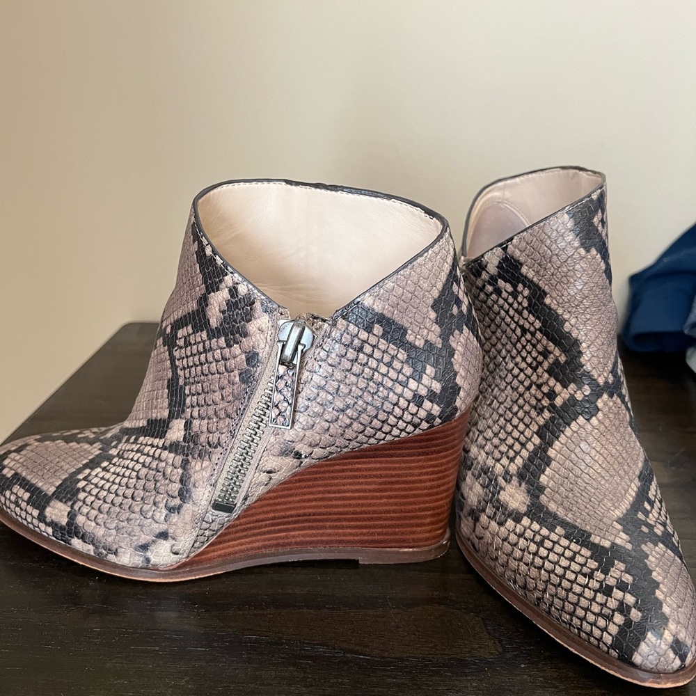 1.state Leather Snakeprint Booties, side zip